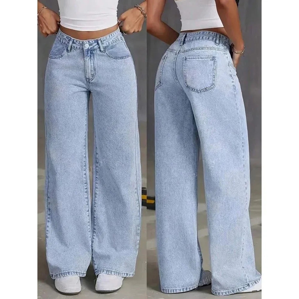 Women’s Jeans – High Waist – Relaxed Fit – Wide Leg – Full Length Casual Denim