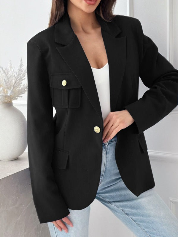Women's Blazer – Tailored Fit – Wool Blend – Double Breasted – Notch Lapel – Long Sleeve