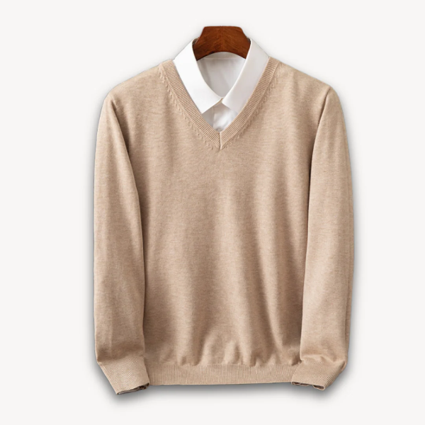 Men’s V-Neck Sweater – Wool Blend – Slim Fit – Lightweight Knit – Ribbed Trim