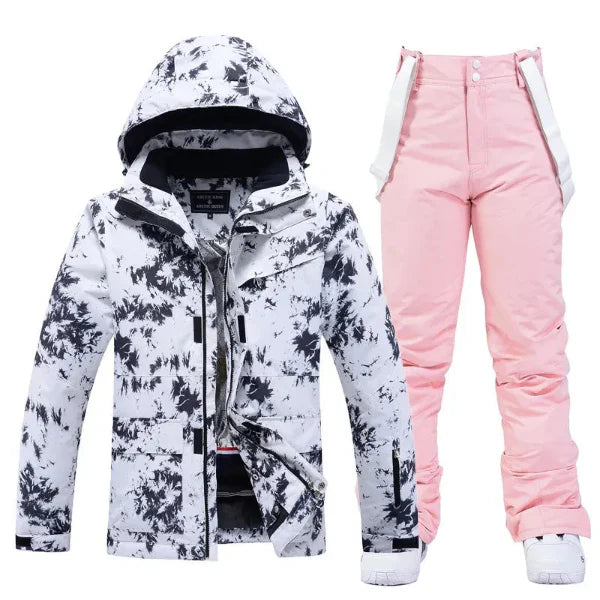 Women’s Ski Outfit – Water-Resistant Insulated Set – Hooded Jacket – Slim Fit Pants