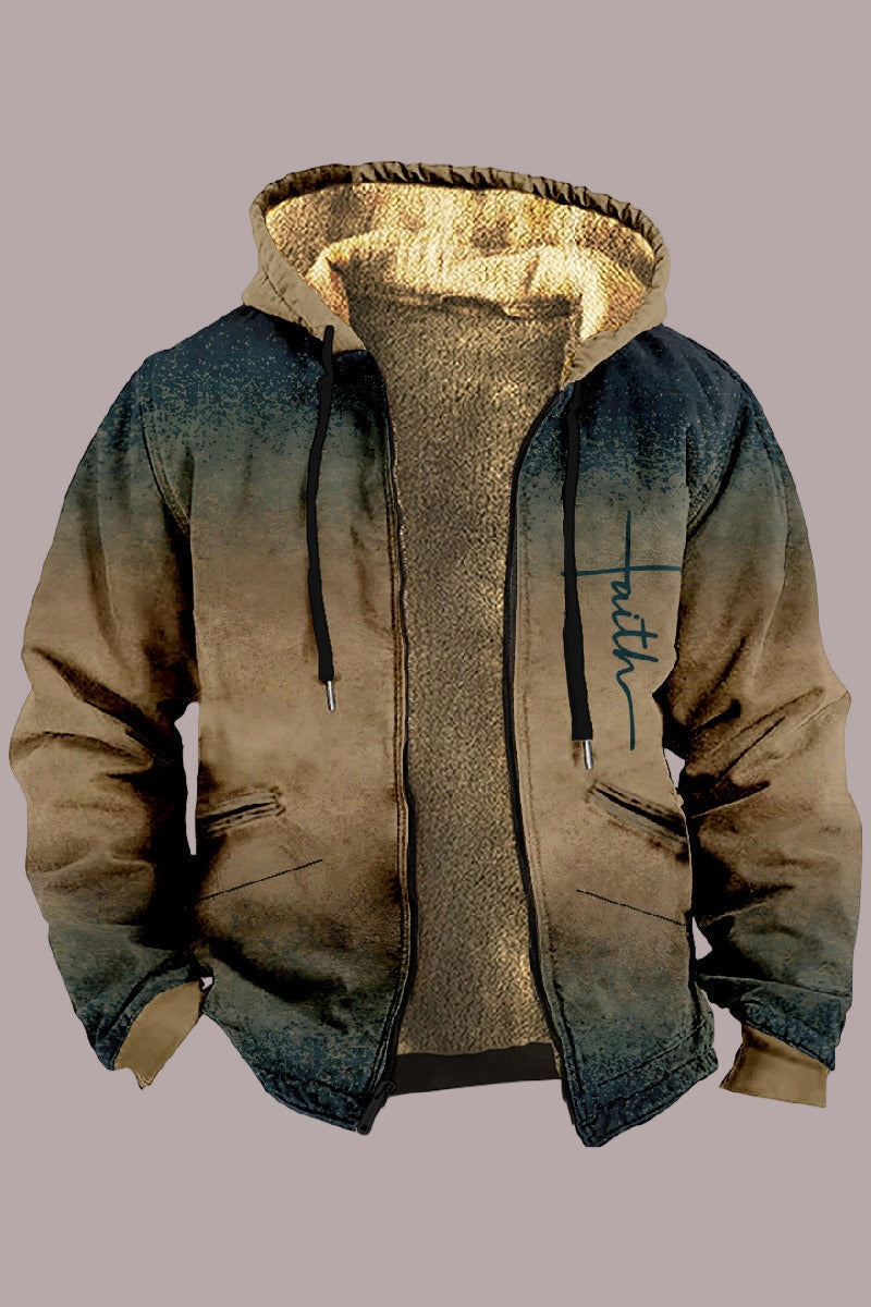 Men’s Hooded Jacket – Relaxed Fit – Fleece Lined – Zip Front – Casual Cotton Blend