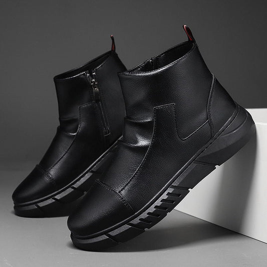 Men’s Ankle Boots – Genuine Leather – Side Zipper – Sleek Fit – Grip Sole