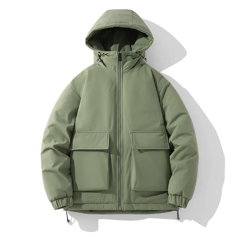 Men’s Hooded Jacket – Quilted Insulation – Oversized Fit – Zip Front – Elastic Cuffs