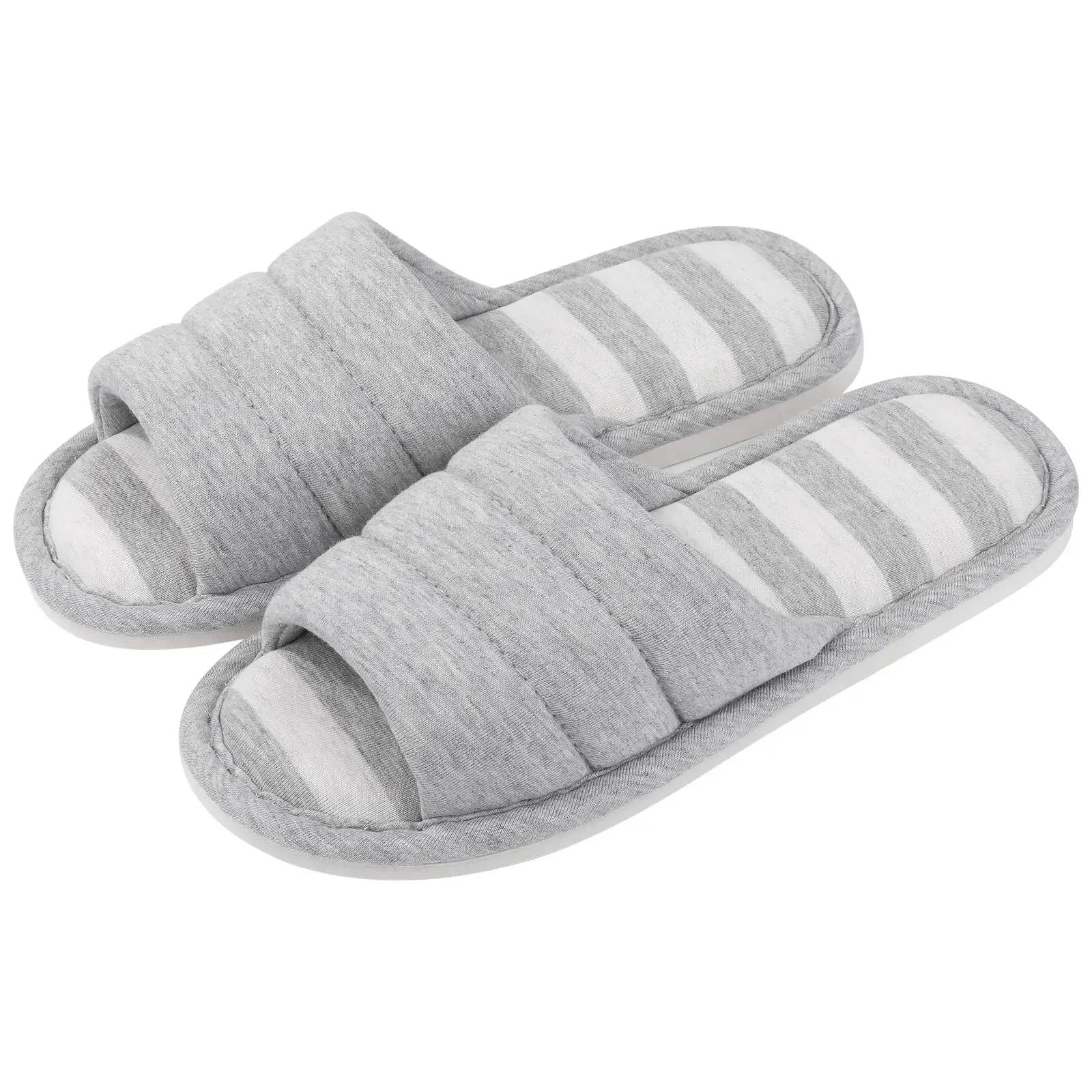 Women’s Slippers – Plush Quilted Strap – Open Toe – Cushioned Slip-On Indoor Flats