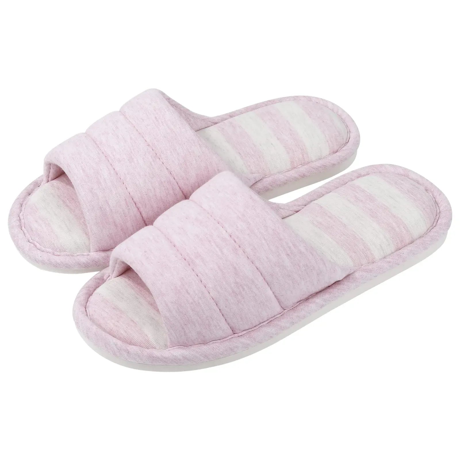 Women’s Slippers – Plush Quilted Strap – Open Toe – Cushioned Slip-On Indoor Flats