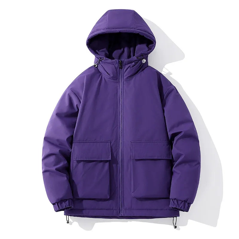 Men’s Hooded Jacket – Quilted Insulation – Oversized Fit – Zip Front – Elastic Cuffs