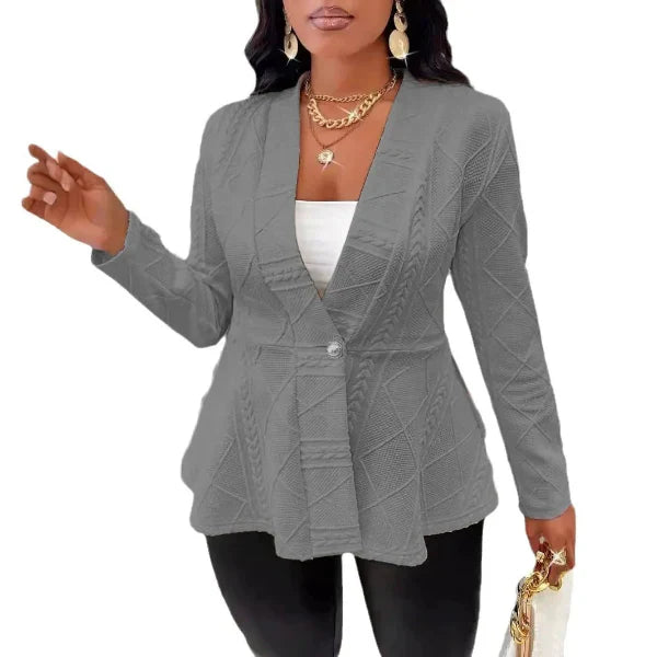 Women’s Blazer – Slim Fit – Jacquard Woven Texture – Single Button – Notched Collar