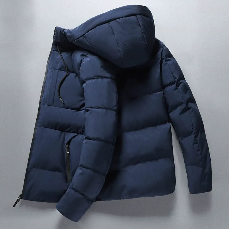 Men’s Hooded Jacket – Quilted Slim Fit – Cotton Padded – Insulated Casual Outerwear