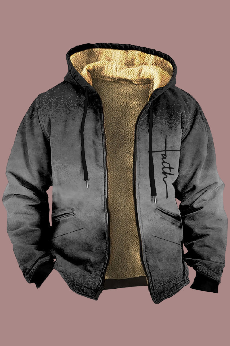 Men’s Hooded Jacket – Relaxed Fit – Fleece Lined – Zip Front – Casual Cotton Blend