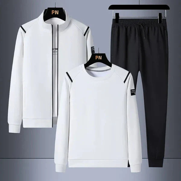 Men’s Athleisure Set – Relaxed Fit – Soft Knit – Ribbed Cuffs – Shoulder Detail