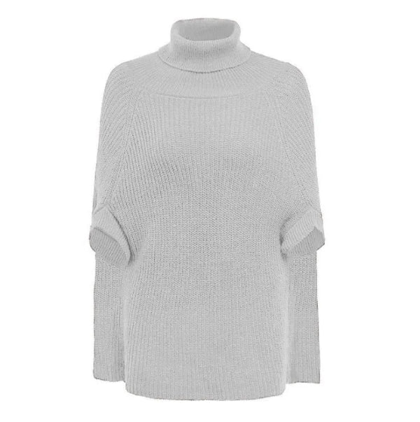 Women’s Cape Sweater – Knit Fabric – Oversized Fit – Turtleneck – Open Sides