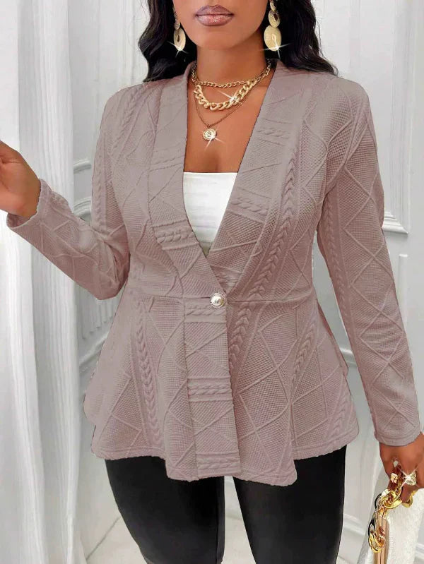 Women’s Blazer – Slim Fit – Jacquard Woven Texture – Single Button – Notched Collar