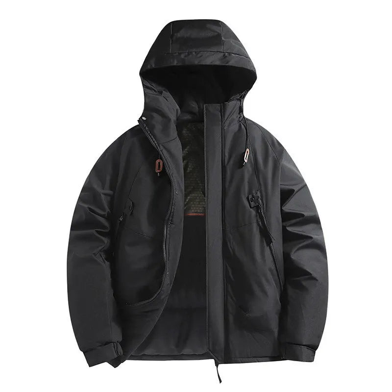 Men’s Hooded Padded Jacket – Relaxed Fit – Insulated – Water-Resistant – Zip Pockets