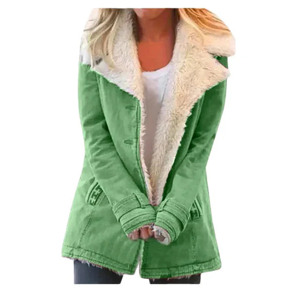 Women’s Hooded Coat – Plush Fleece Feel – Mid-Length – Relaxed Fit – Everyday Outerwear
