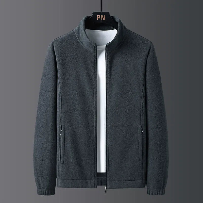 Men’s Fleece Jacket – Regular Fit – Stand Collar – Full Zip – Elastic Trim – Pockets