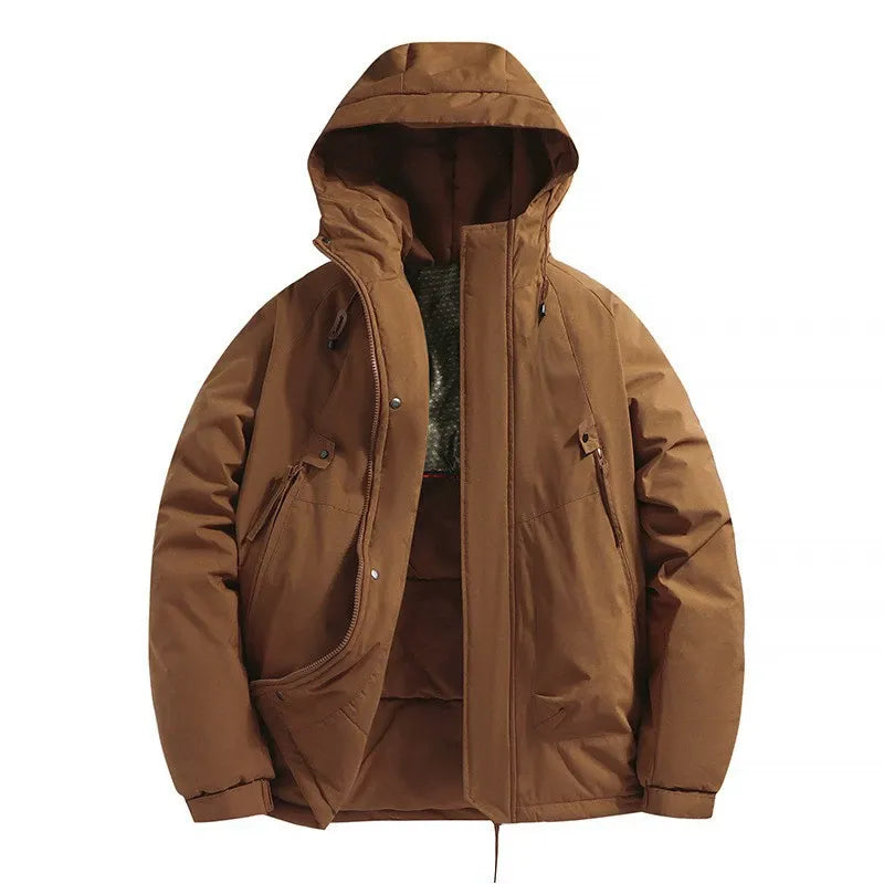 Men’s Hooded Padded Jacket – Relaxed Fit – Insulated – Water-Resistant – Zip Pockets