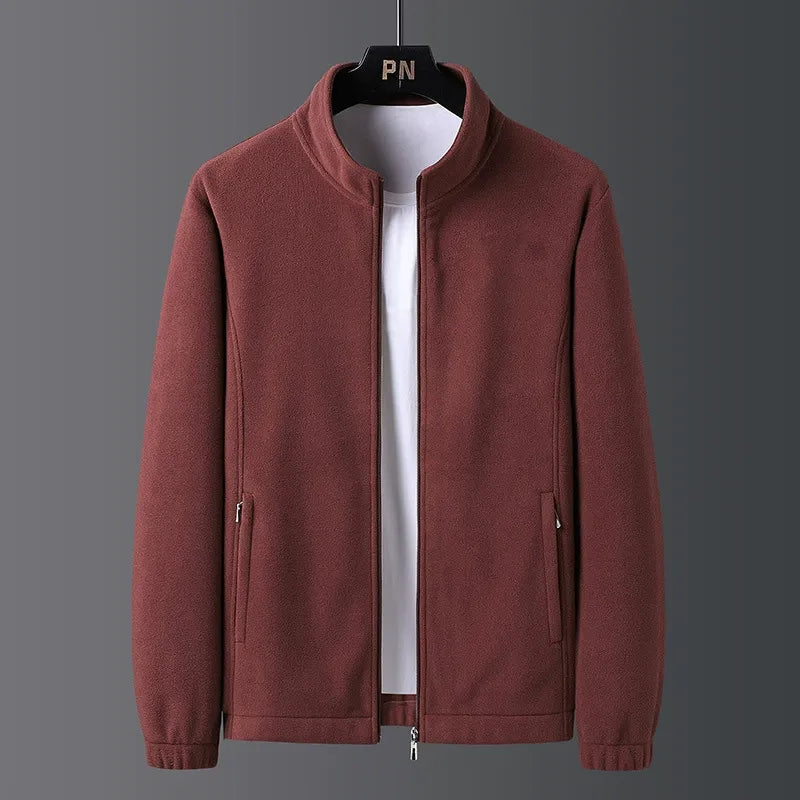 Men’s Fleece Jacket – Regular Fit – Stand Collar – Full Zip – Elastic Trim – Pockets