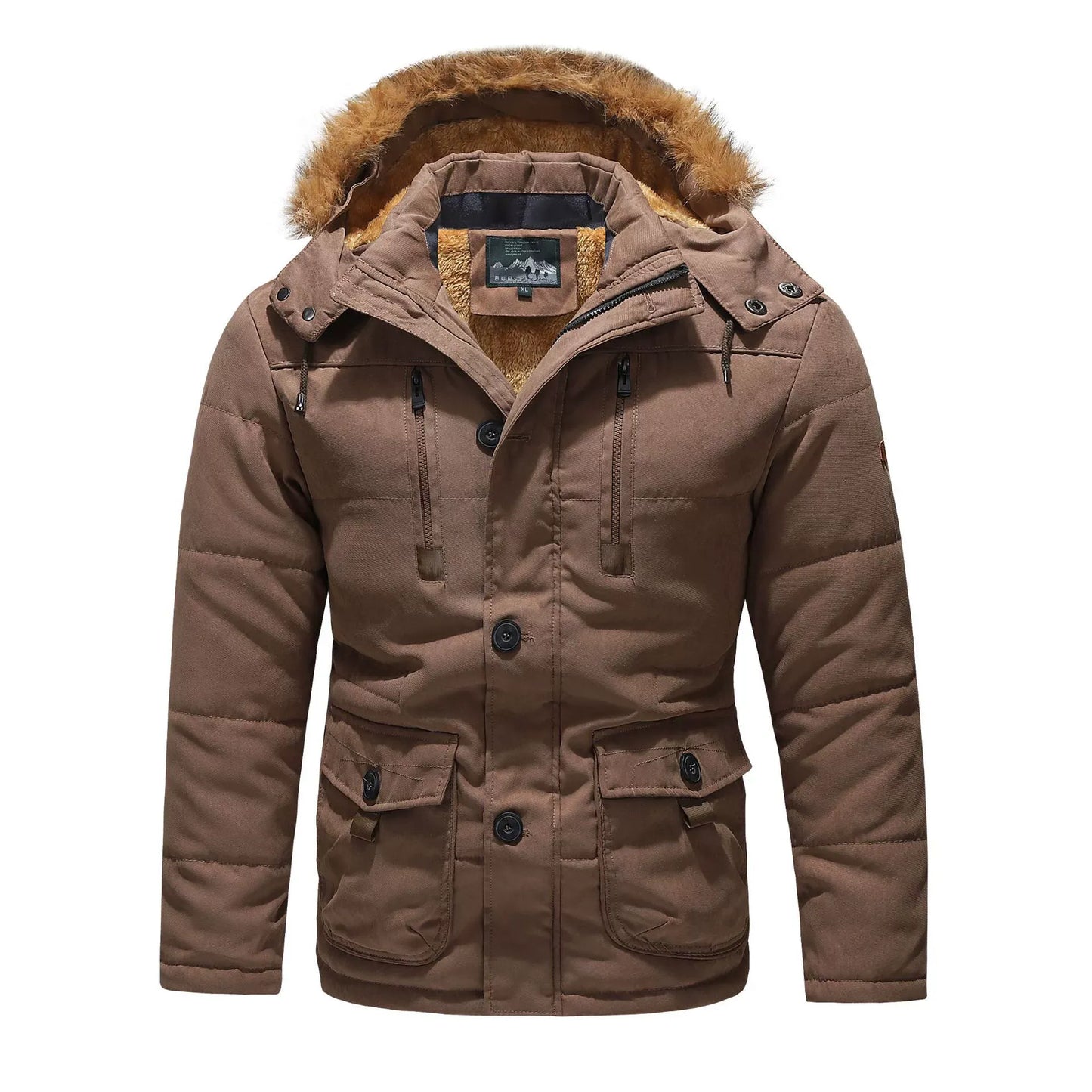Men’s Parka Jacket – Regular Fit – Plush Lined – Detachable Hood & Faux Fur Trim