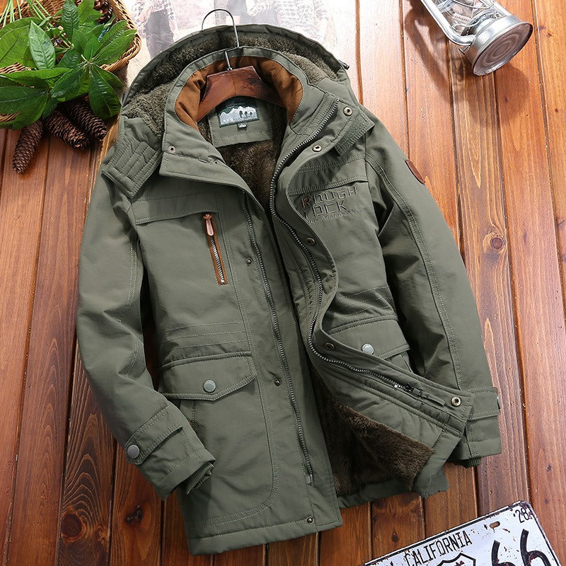 Men’s Quilted Jacket – Weather Resistant – Loose Fit – Hooded – Multiple Pockets