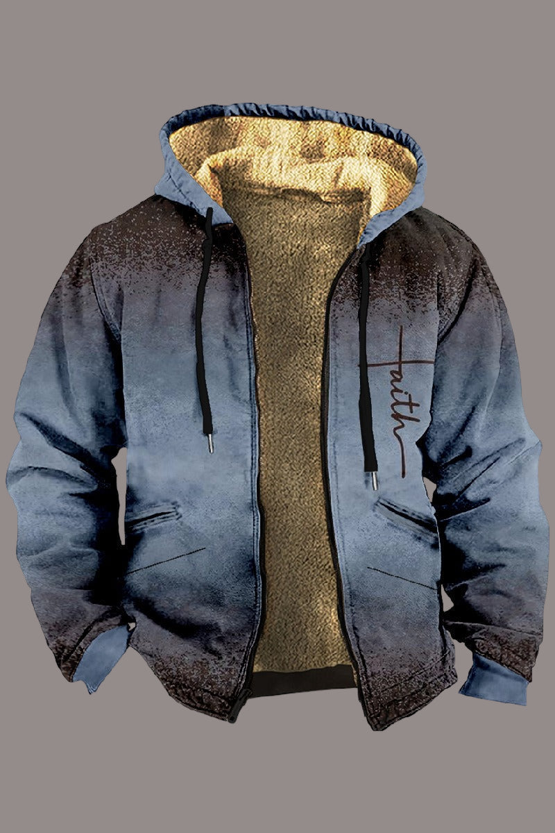 Men’s Hooded Jacket – Relaxed Fit – Fleece Lined – Zip Front – Casual Cotton Blend