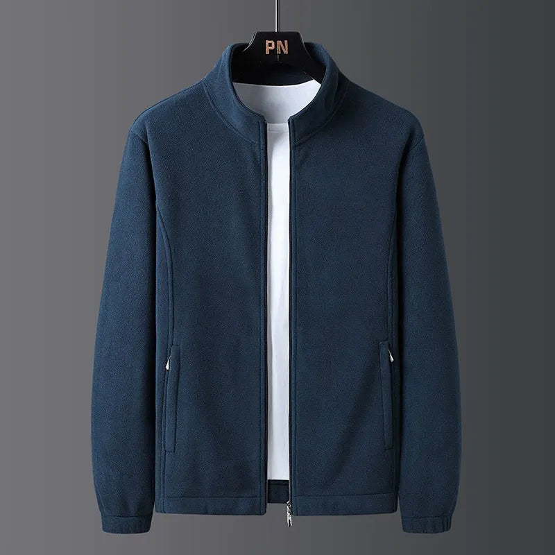 Men’s Fleece Jacket – Regular Fit – Stand Collar – Full Zip – Elastic Trim – Pockets