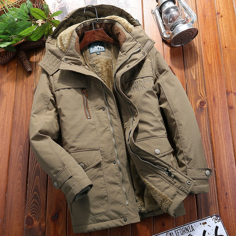 Men’s Quilted Jacket – Weather Resistant – Loose Fit – Hooded – Multiple Pockets