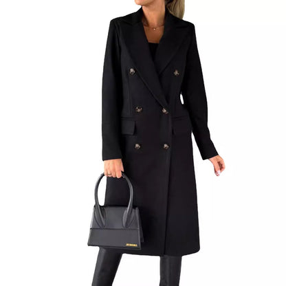 Women’s Trench Coat – Tailored Fit – Wool Blend – Double-Breasted – Knee Length