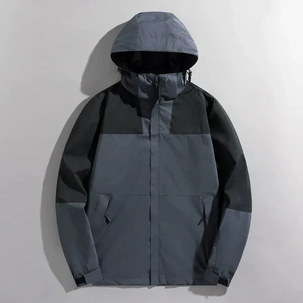 Men’s Outdoor Jacket – Regular Fit – Water-Resistant – Windproof – Detachable Hood