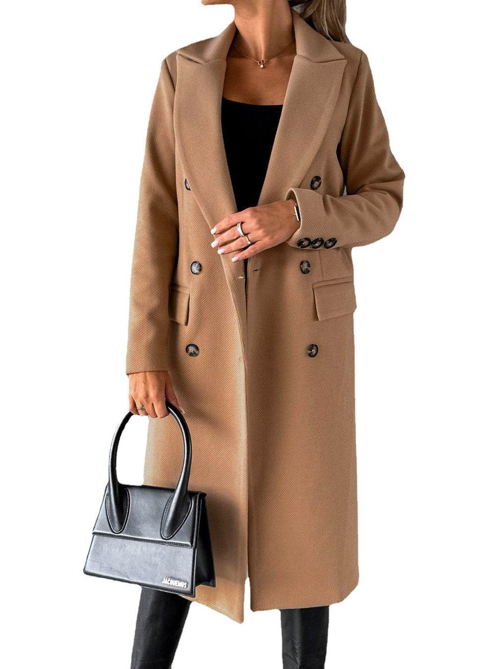 Women’s Trench Coat – Tailored Fit – Wool Blend – Double-Breasted – Knee Length