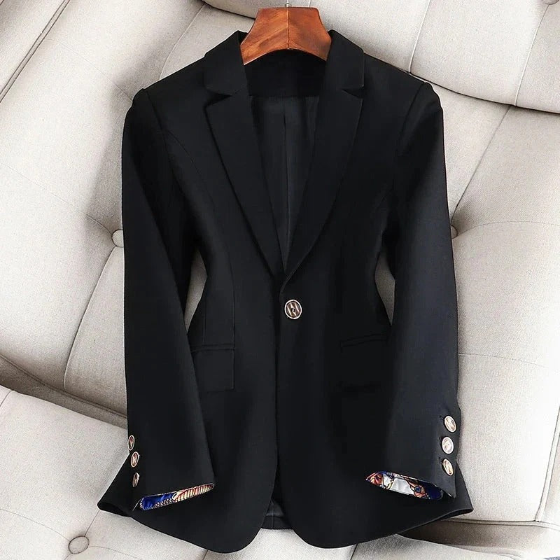 Women’s Blazer – Tailored Fit – Notched Lapel – Single Button – Cuffed Detail