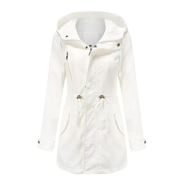 Women’s Long Coat – Water-Resistant – Tailored Fit – Hooded