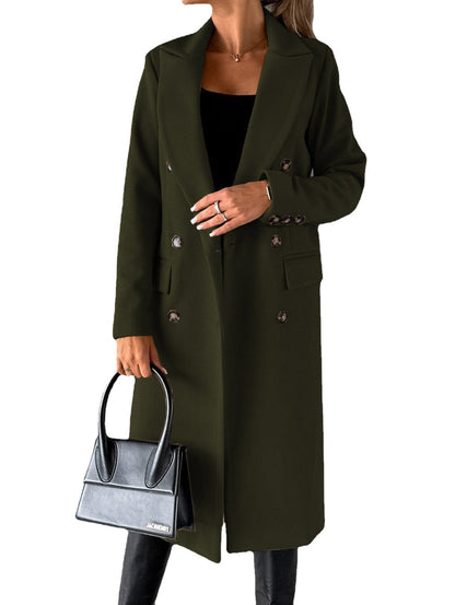 Women’s Trench Coat – Tailored Fit – Wool Blend – Double-Breasted – Knee Length