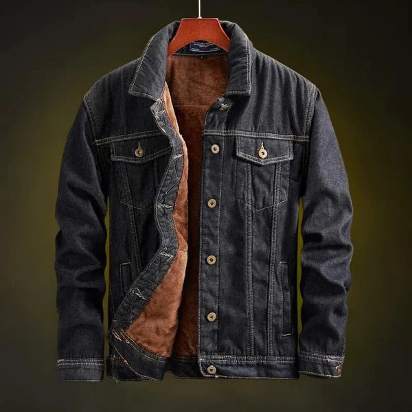 Men’s Denim Jacket – Relaxed Fit – Sherpa Lined – Button Front – Chest Pockets