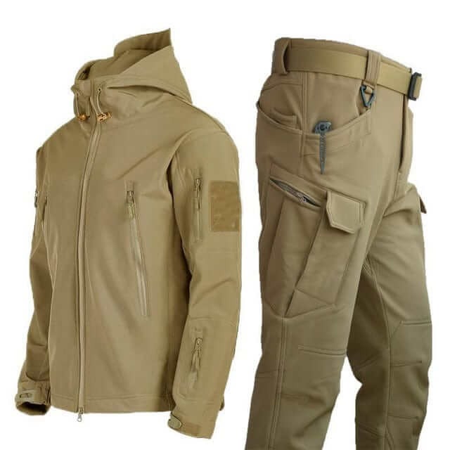 Men’s Two-Piece Set – Full Zip Hooded Jacket – Cargo Pants – Technical Fit Outdoor Wear
