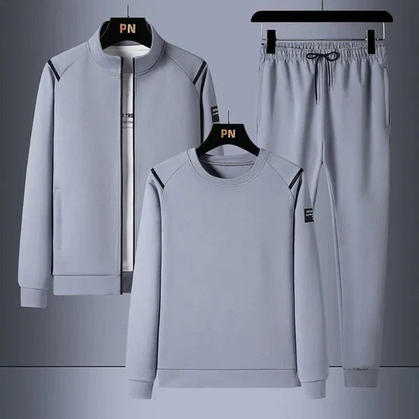 Men’s Athleisure Set – Relaxed Fit – Soft Knit – Ribbed Cuffs – Shoulder Detail