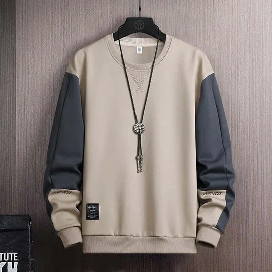 Men’s Sweatshirt – Relaxed Fit – Two-Tone – Raglan Sleeves – Ribbed Crewneck Casual