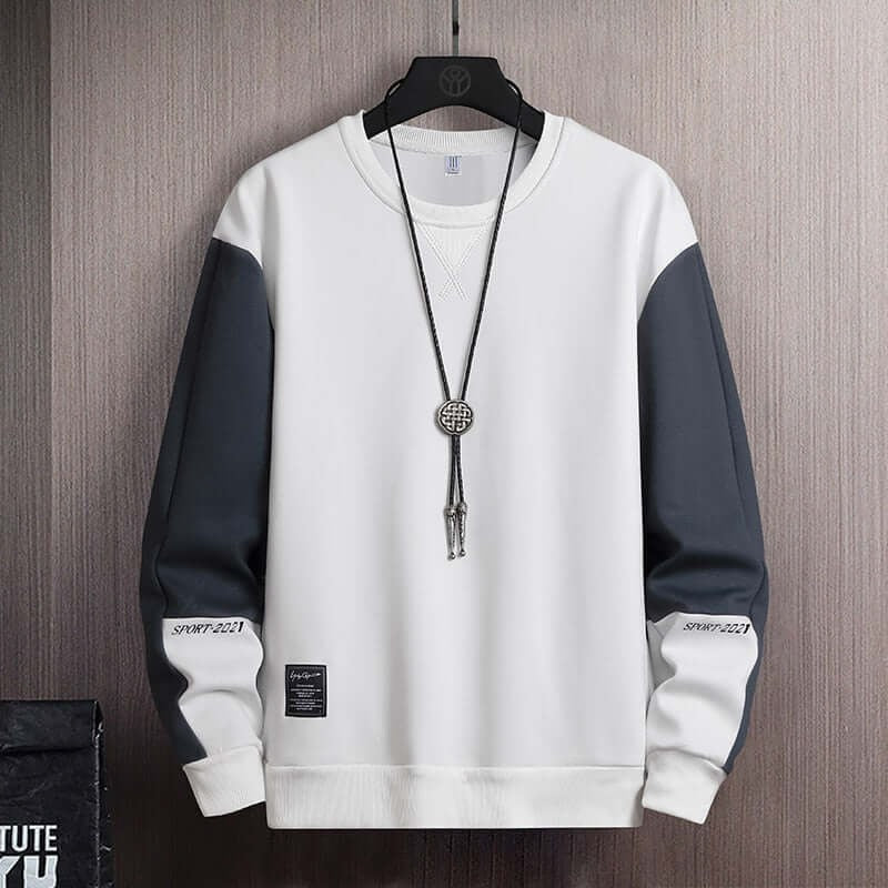 Men’s Sweatshirt – Relaxed Fit – Two-Tone – Raglan Sleeves – Ribbed Crewneck Casual