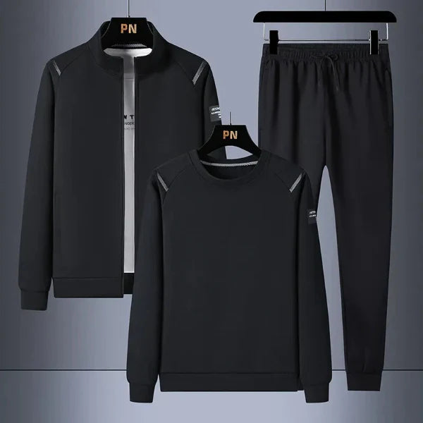 Men’s Athleisure Set – Relaxed Fit – Soft Knit – Ribbed Cuffs – Shoulder Detail