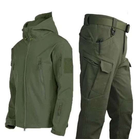 Men’s Two-Piece Set – Full Zip Hooded Jacket – Cargo Pants – Technical Fit Outdoor Wear