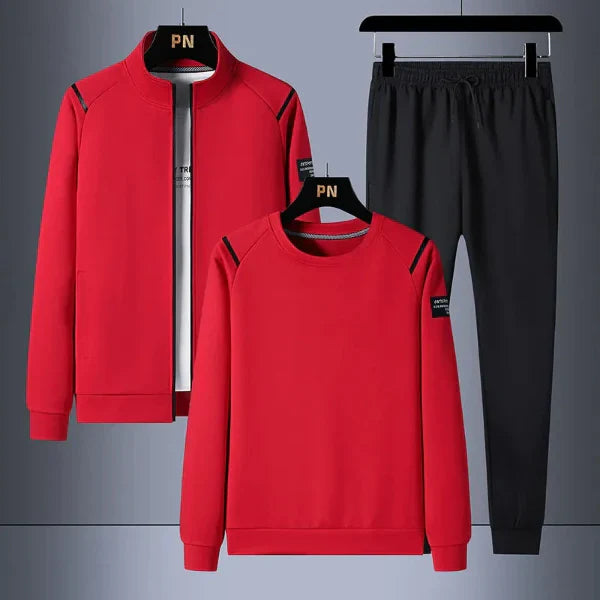 Men’s Athleisure Set – Relaxed Fit – Soft Knit – Ribbed Cuffs – Shoulder Detail