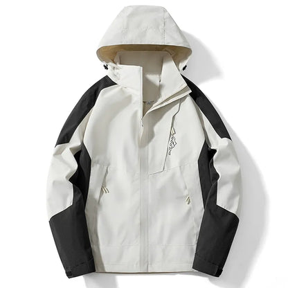 Men’s Outdoor Jacket – Water-Resistant – Adjustable Hood – Zippered Pockets – Regular Fit