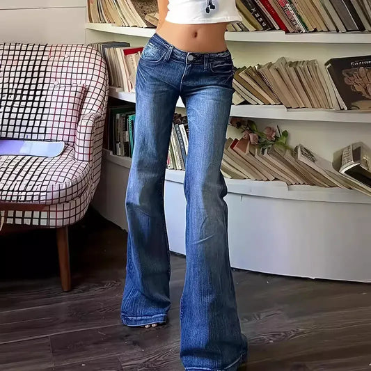 Women’s Flare Jeans – High Waist – Full Length Denim – Five Pocket Casual Fit