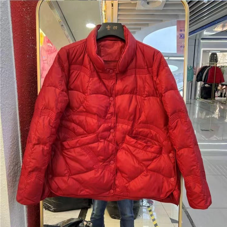 Women’s Down Coat – Quilted Lightweight – Regular Fit – Stand Collar – Hip Length
