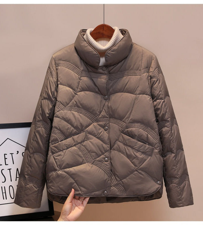Women’s Down Coat – Quilted Lightweight – Regular Fit – Stand Collar – Hip Length