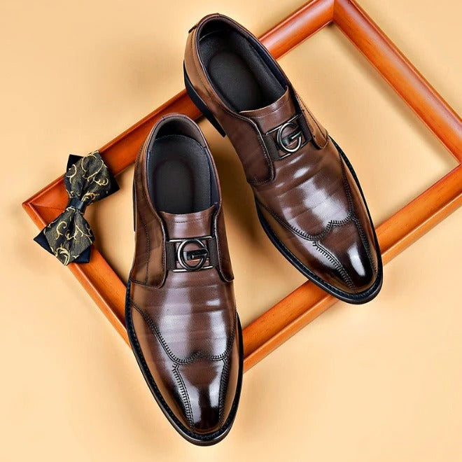Men’s Formal Shoes – Polished Leather – Slip-On – Metal Detail – Formal Fit