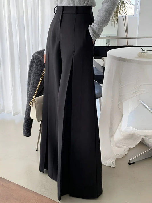 Women’s Wide-Leg Trousers – High Waist – Tailored Fit – Pleated Front – Full Length