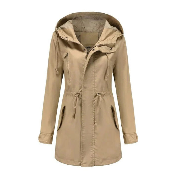 Women’s Long Coat – Water-Resistant – Tailored Fit – Hooded
