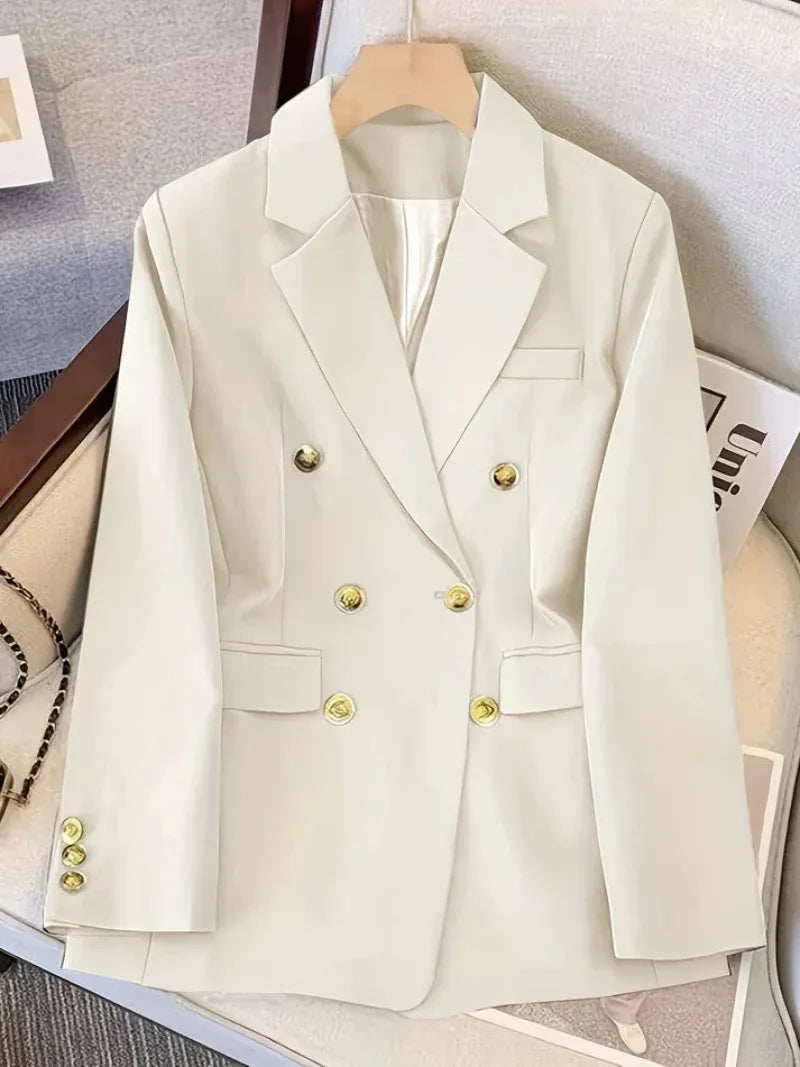 Women’s Blazer – Tailored Fit – Double-Breasted – Gold Buttons – Notched Lapel Formal Wear