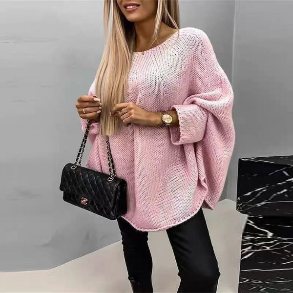 Women’s Knit Sweater – Oversized Fit – Batwing Sleeves – Soft Wool Blend – Hip Length