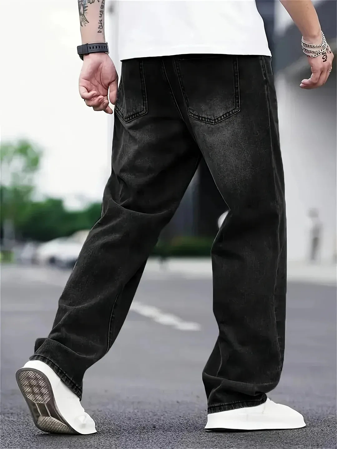 Men’s Baggy Jeans – Relaxed Fit – Full Length – Casual Streetwear Denim
